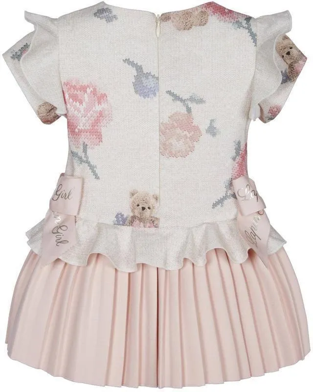 Girls Pink & Beige Flower Dress