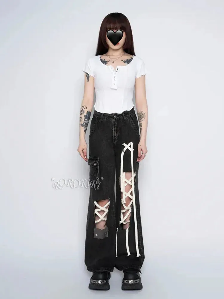 Grunge Halloween Ripped Hole Pants