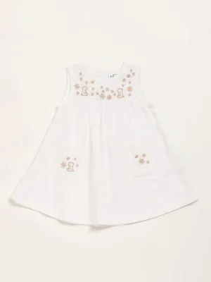 HOP Baby White Embroidered A-Line Dress