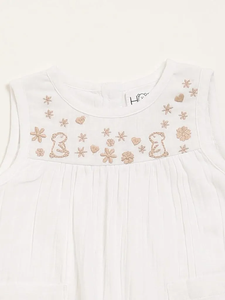 HOP Baby White Embroidered A-Line Dress