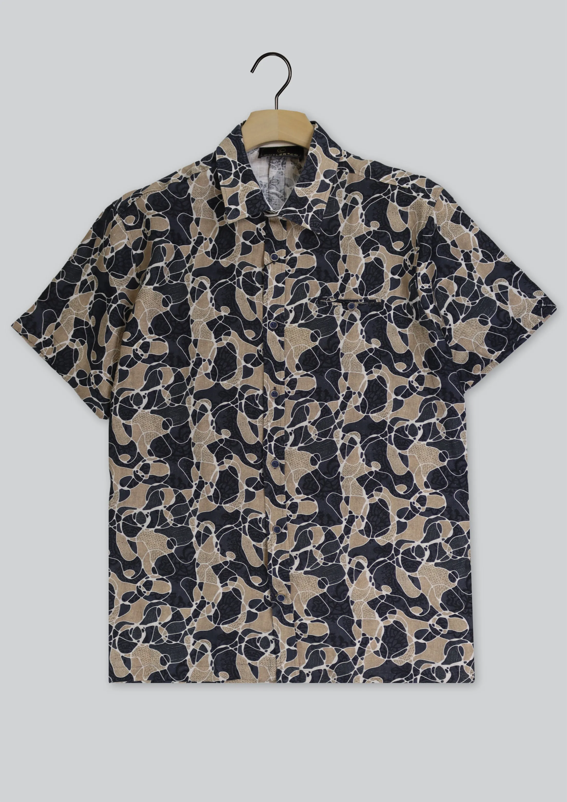 Ian Short Sleeve Print Shirt: Safari