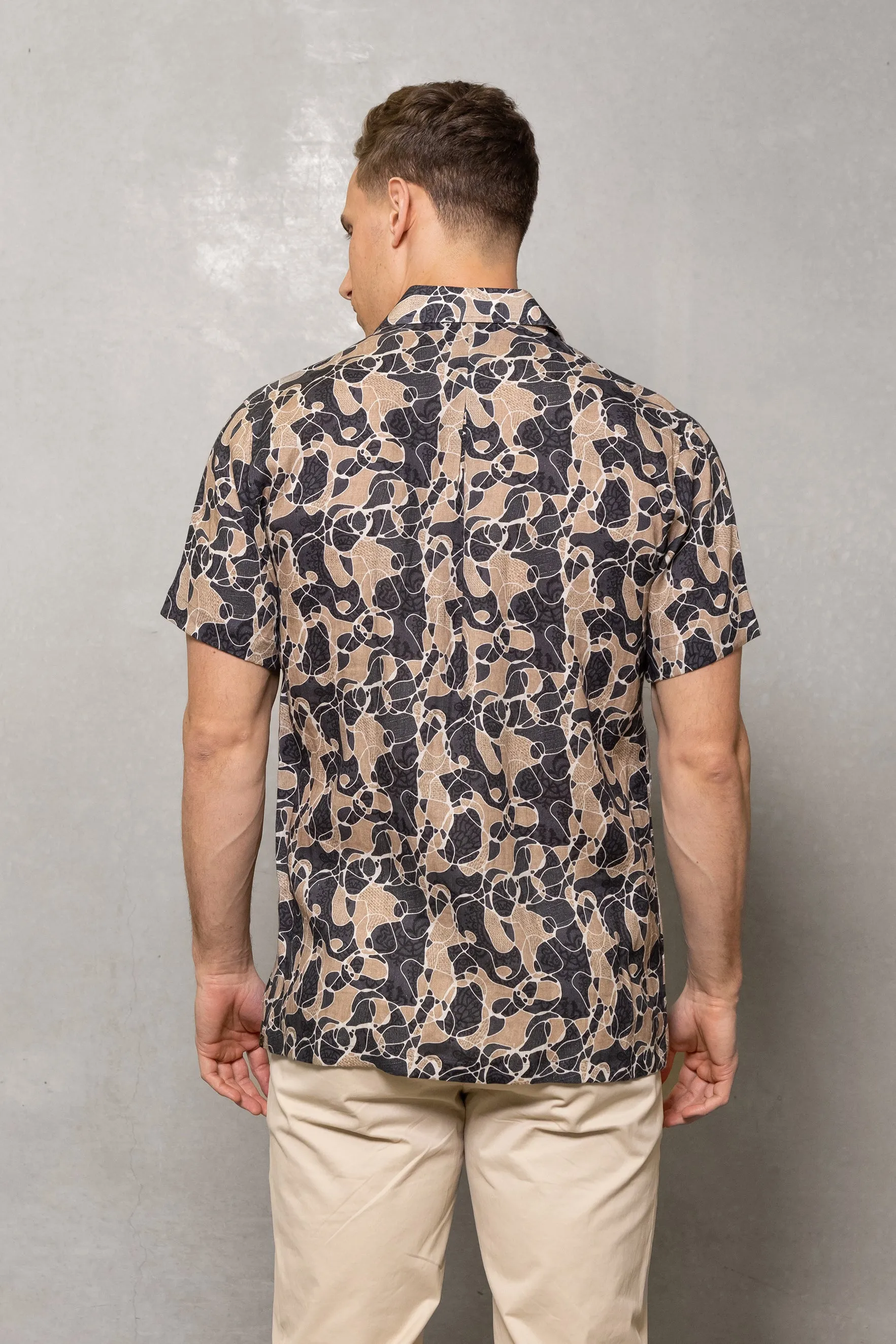 Ian Short Sleeve Print Shirt: Safari