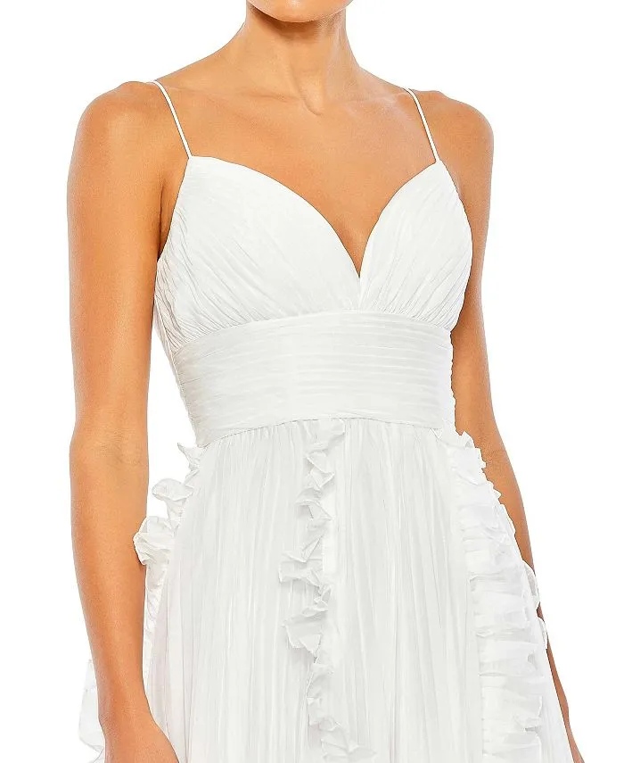 Ieena Mac Duggal Women's Sleeveless Pleated Flowy Dress, White