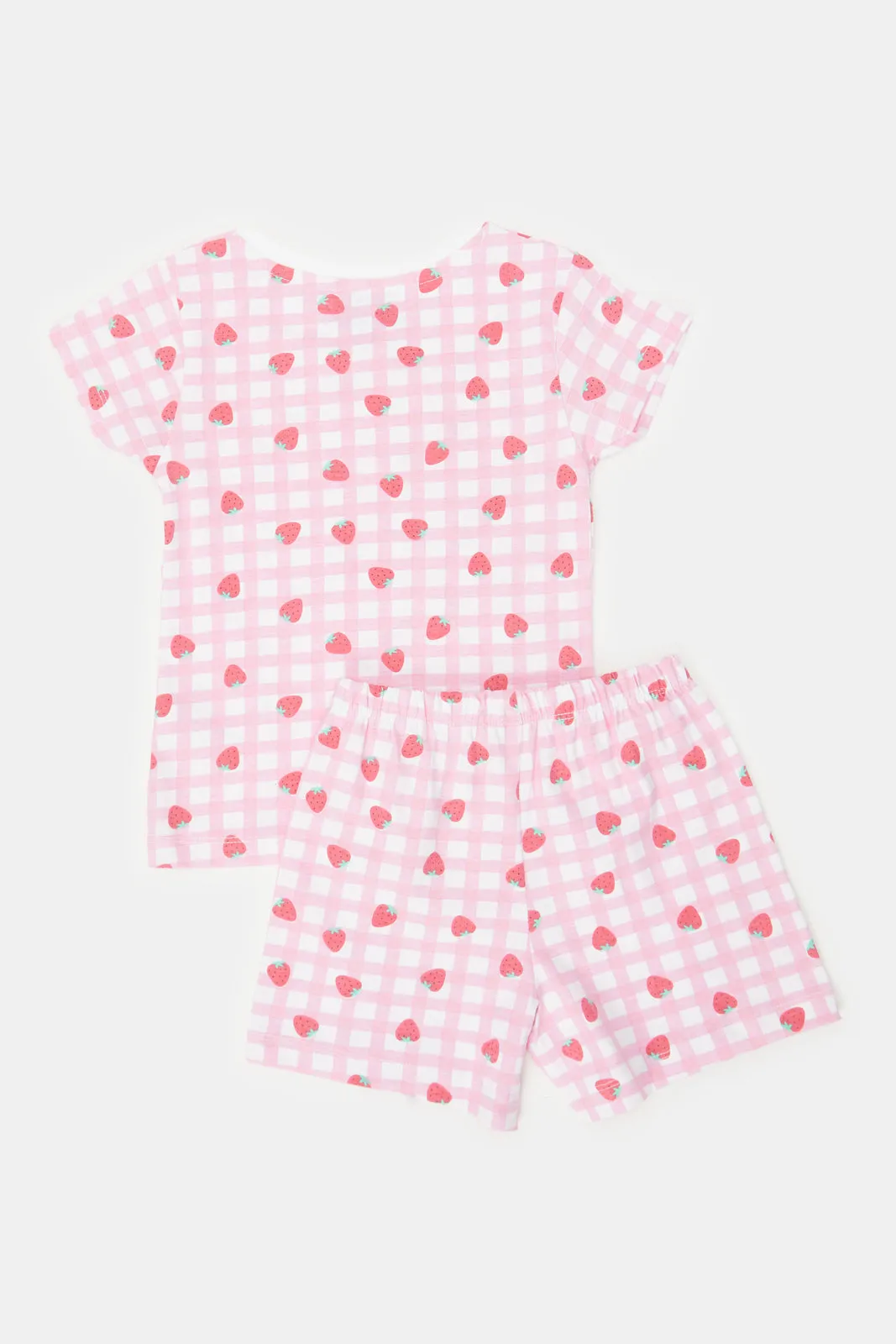 Infant Girls Pink And Yellow Print Pyjama Set (4 Piece)