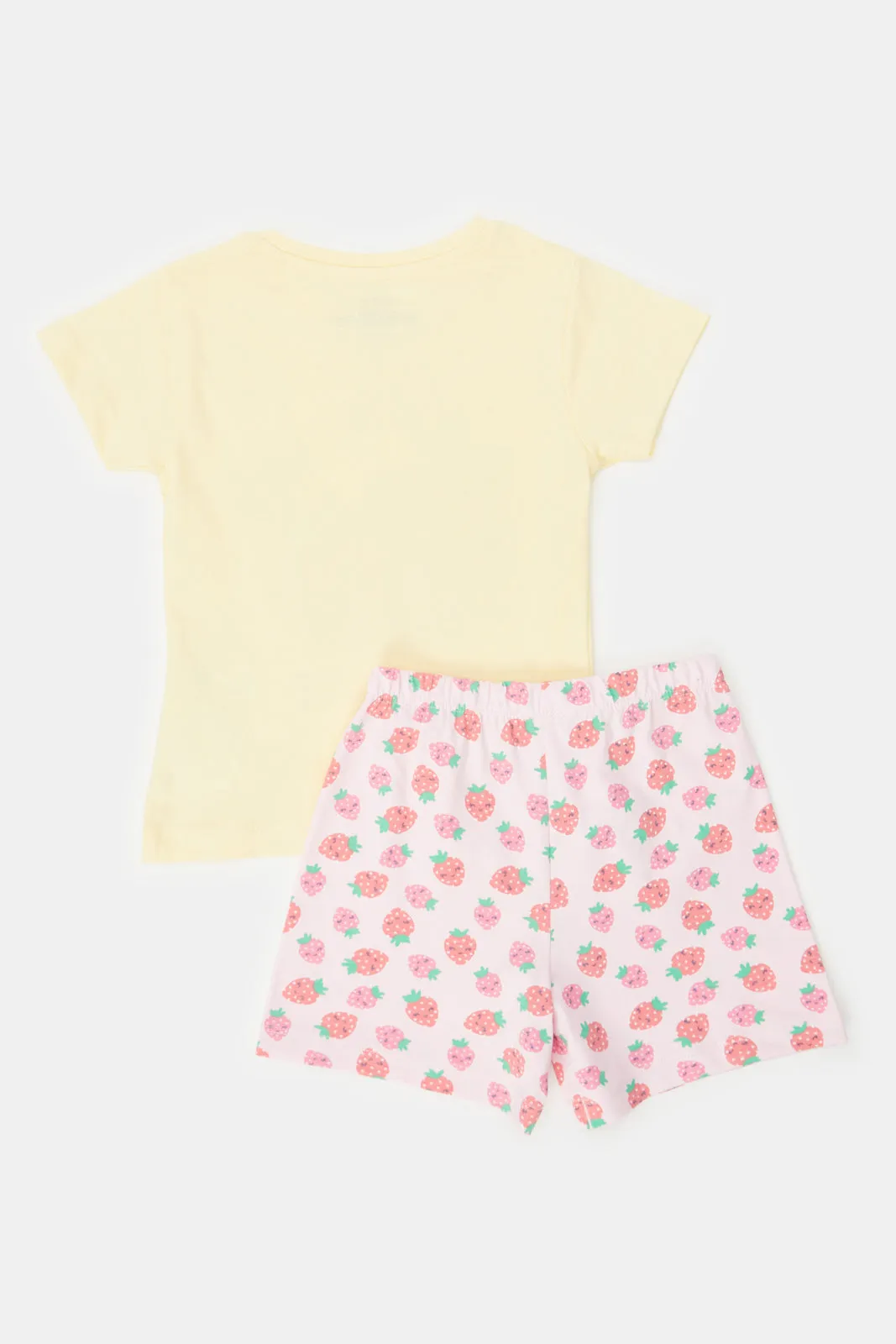 Infant Girls Pink And Yellow Print Pyjama Set (4 Piece)