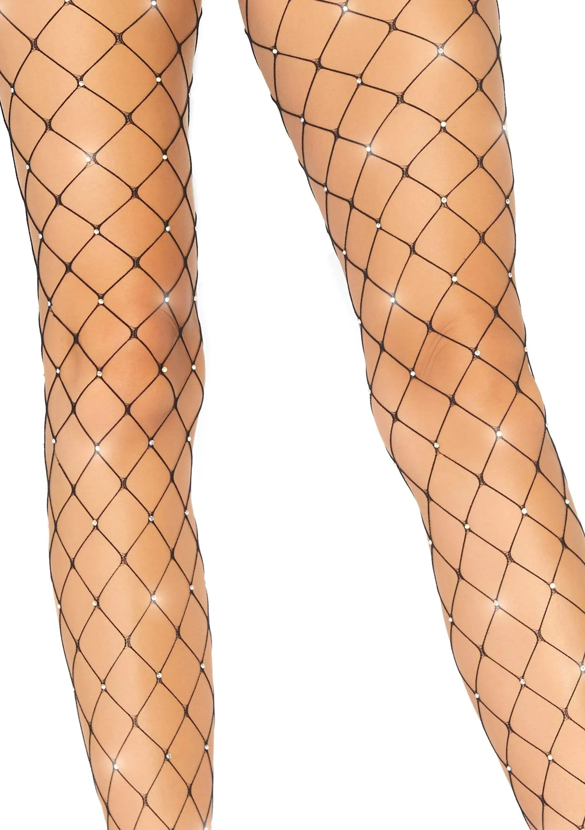 Jenelle Rhinestone Fence Net Tights