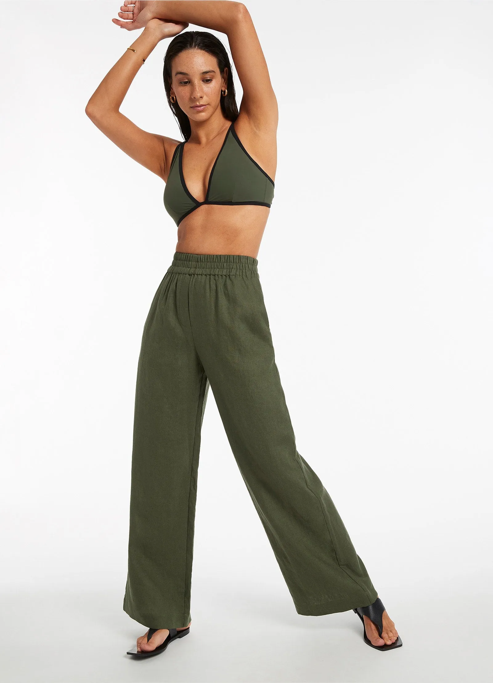 Jetset Wide Leg Pants - Olive