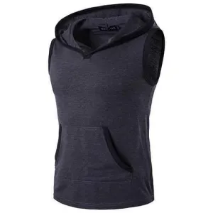 Mens Fashion Summer Sleeveless Vest Hooded Sport Cotton Tank Tops