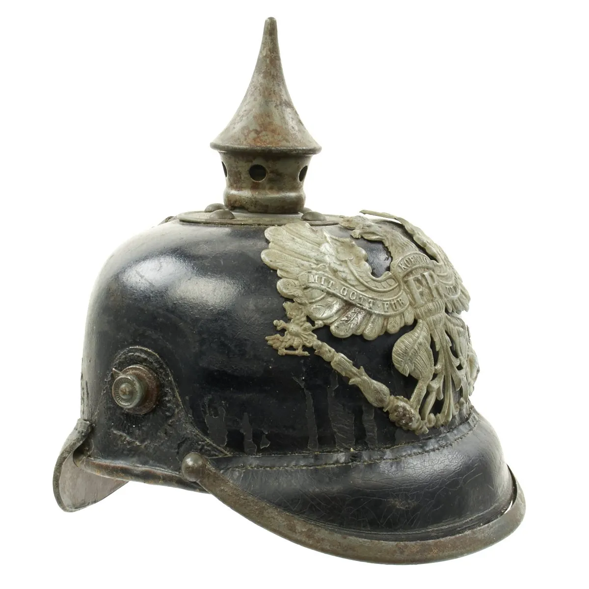 Original German WWI Prussian M1915 Line Infantry EM/NCO Pickelhaube Spiked Helmet