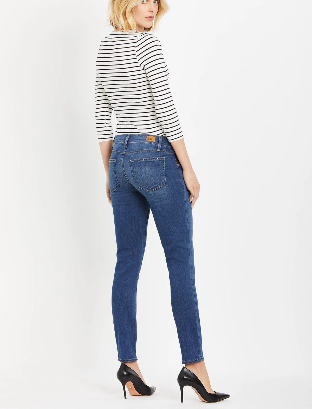 Paige Side Panel Skinny Leg Maternity Jeans in Tristan Medium Wash