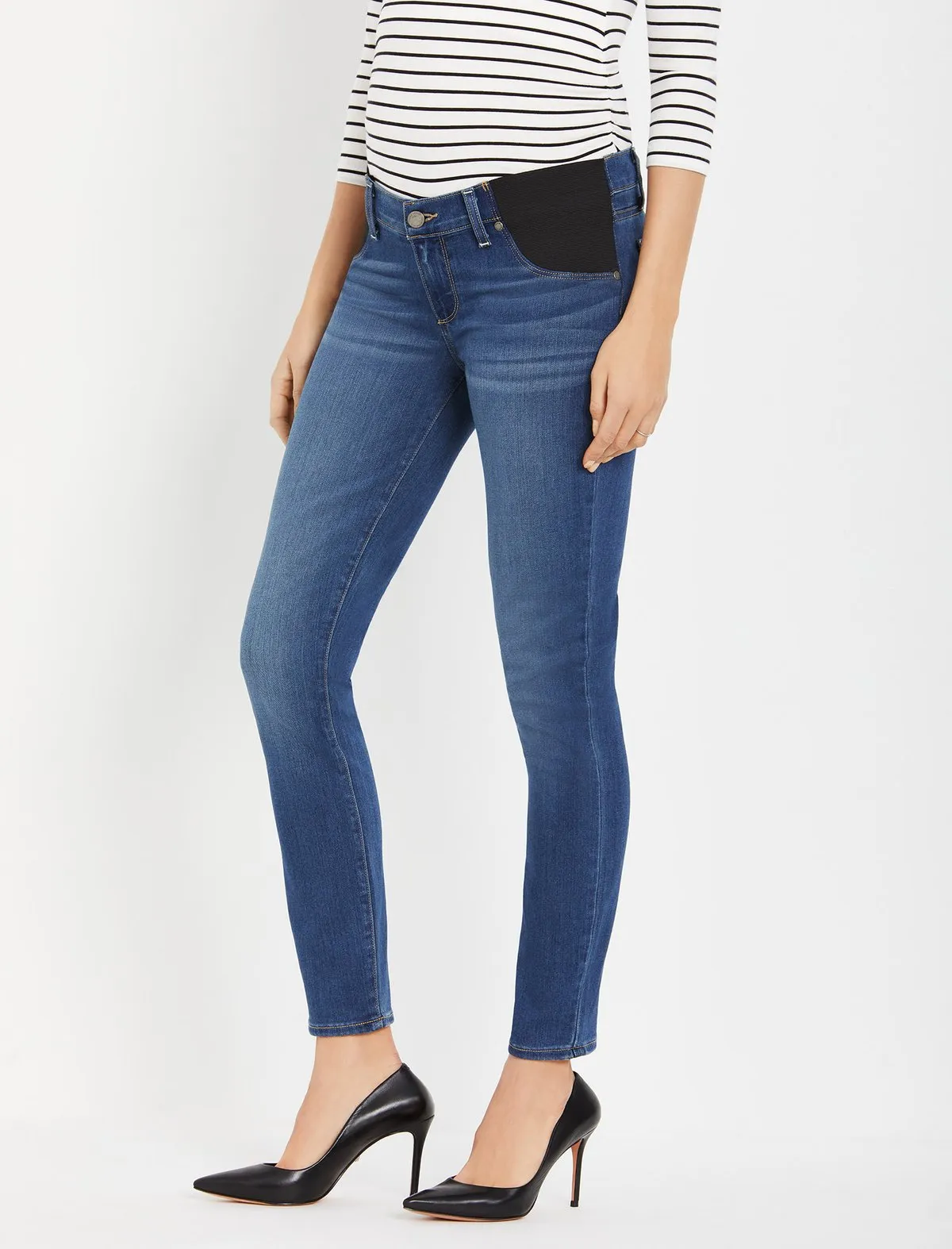 Paige Side Panel Skinny Leg Maternity Jeans in Tristan Medium Wash