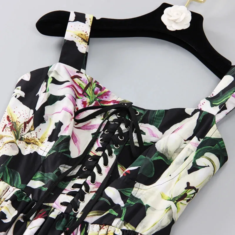 Printed Drawstring Dress