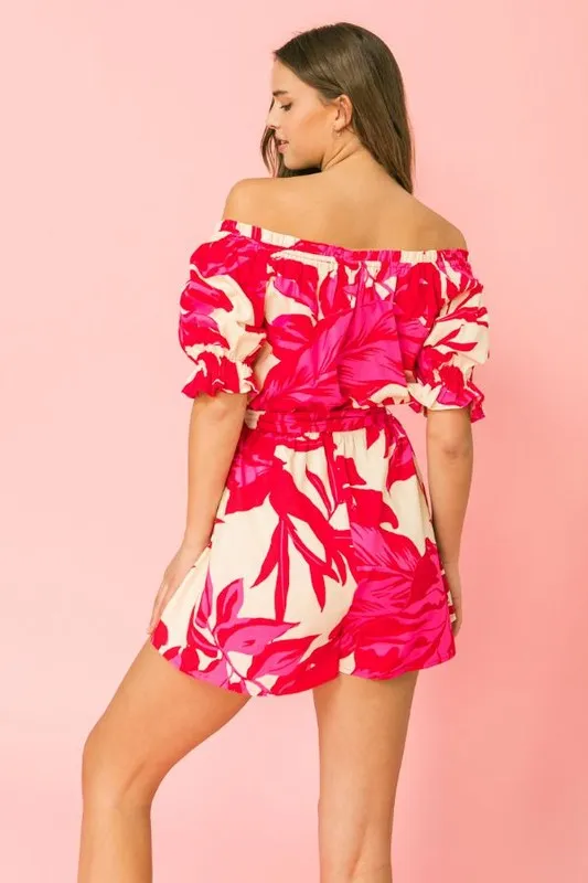 Printed Tropical Woven Romper