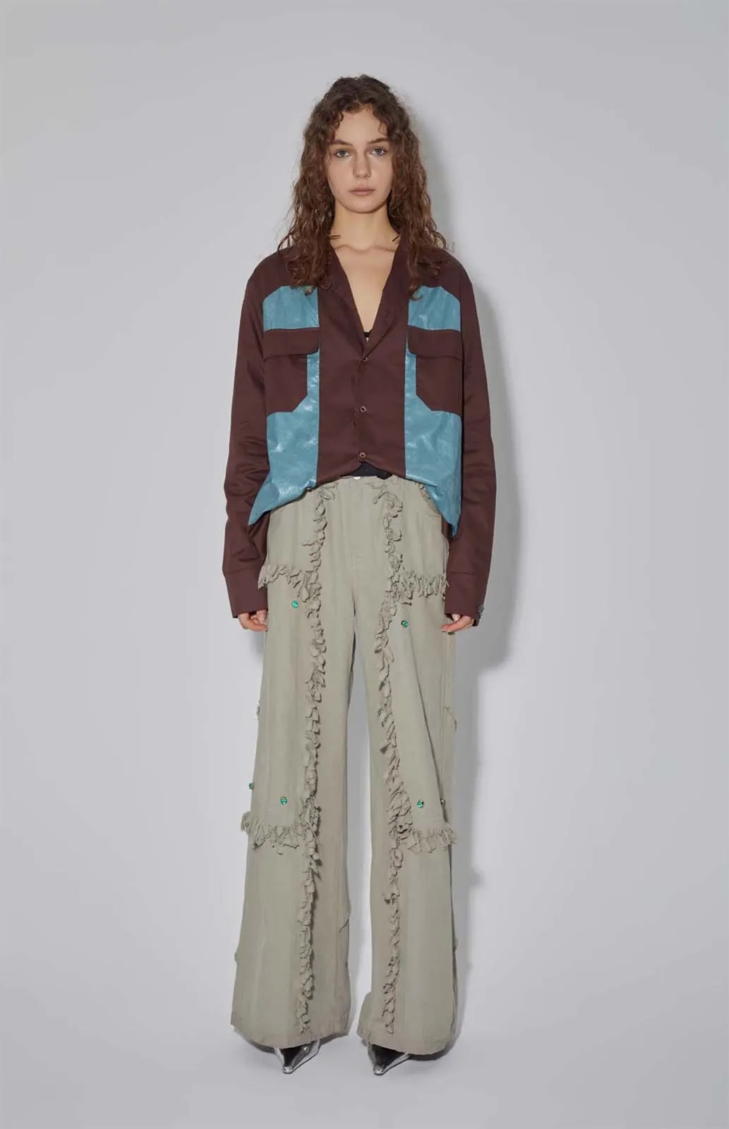 Raw-edge wide-leg pants