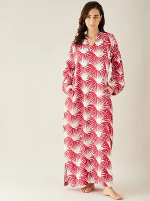 Red Tropical Printed Linen Lounge Dress (Final Sale)