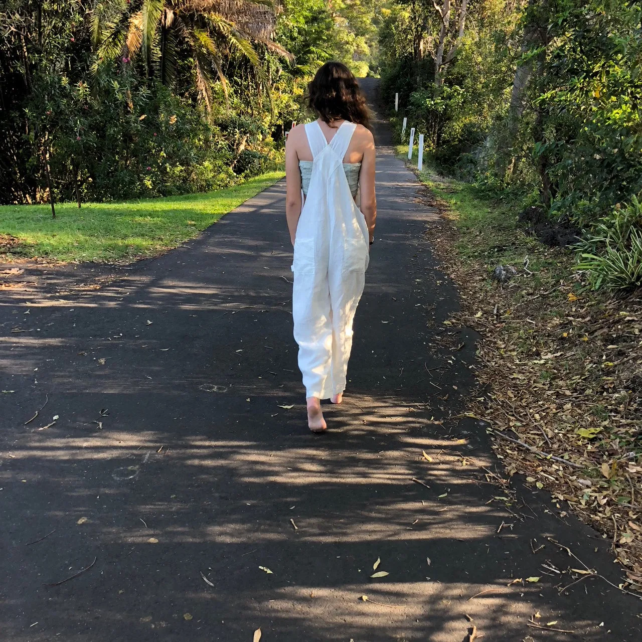 Rustic Linen Overalls - Antique White