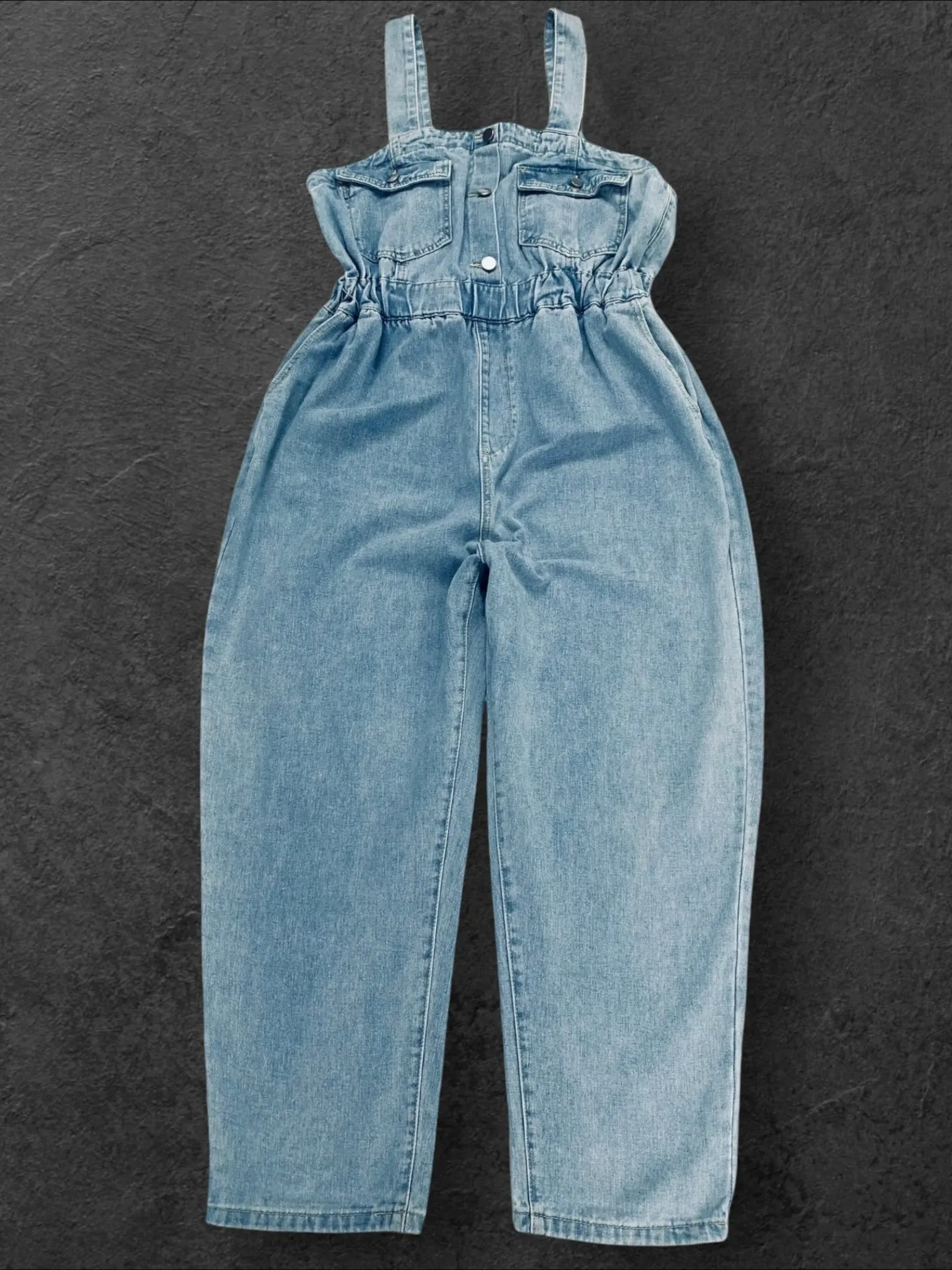 SHEIN ELASTIC WAIST DENIM JUMPSUIT