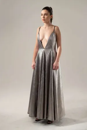 SILVER FAUX LEATHER DRESS