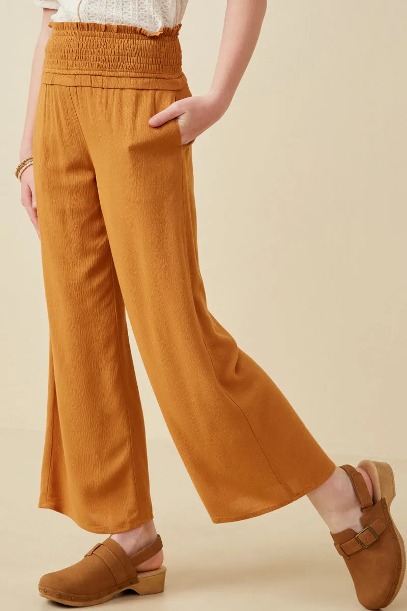 Smocked Waist Wide Leg Pants