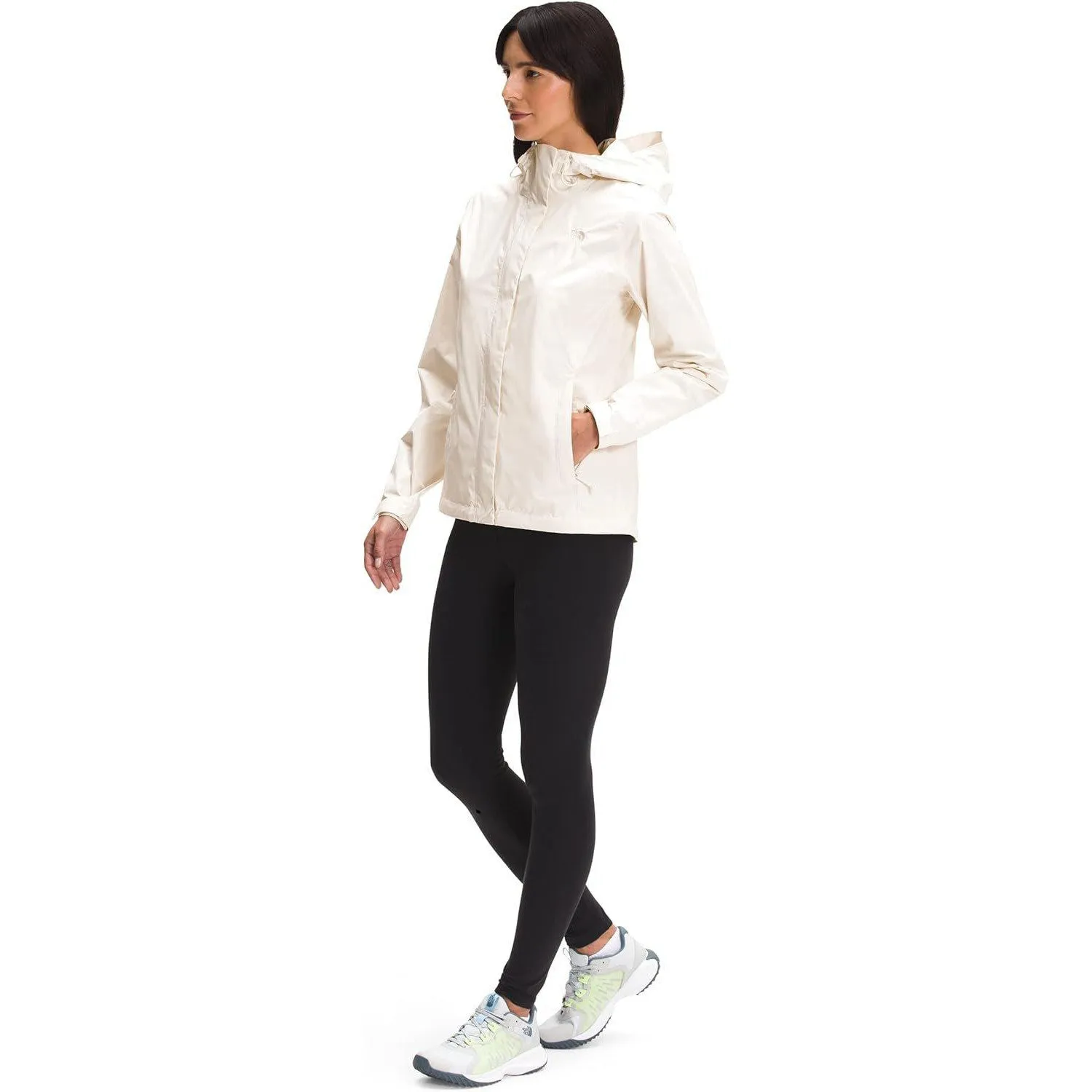 THE NORTH FACE Women’s Venture 2 Waterproof Hooded Rain Jacket (Standard and Plus Size), Gardenia White, Large