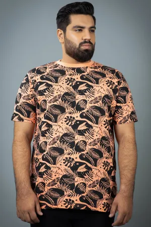 Tropical Printed Orange T-Shirt (Plus size) - S24 - MT0346P