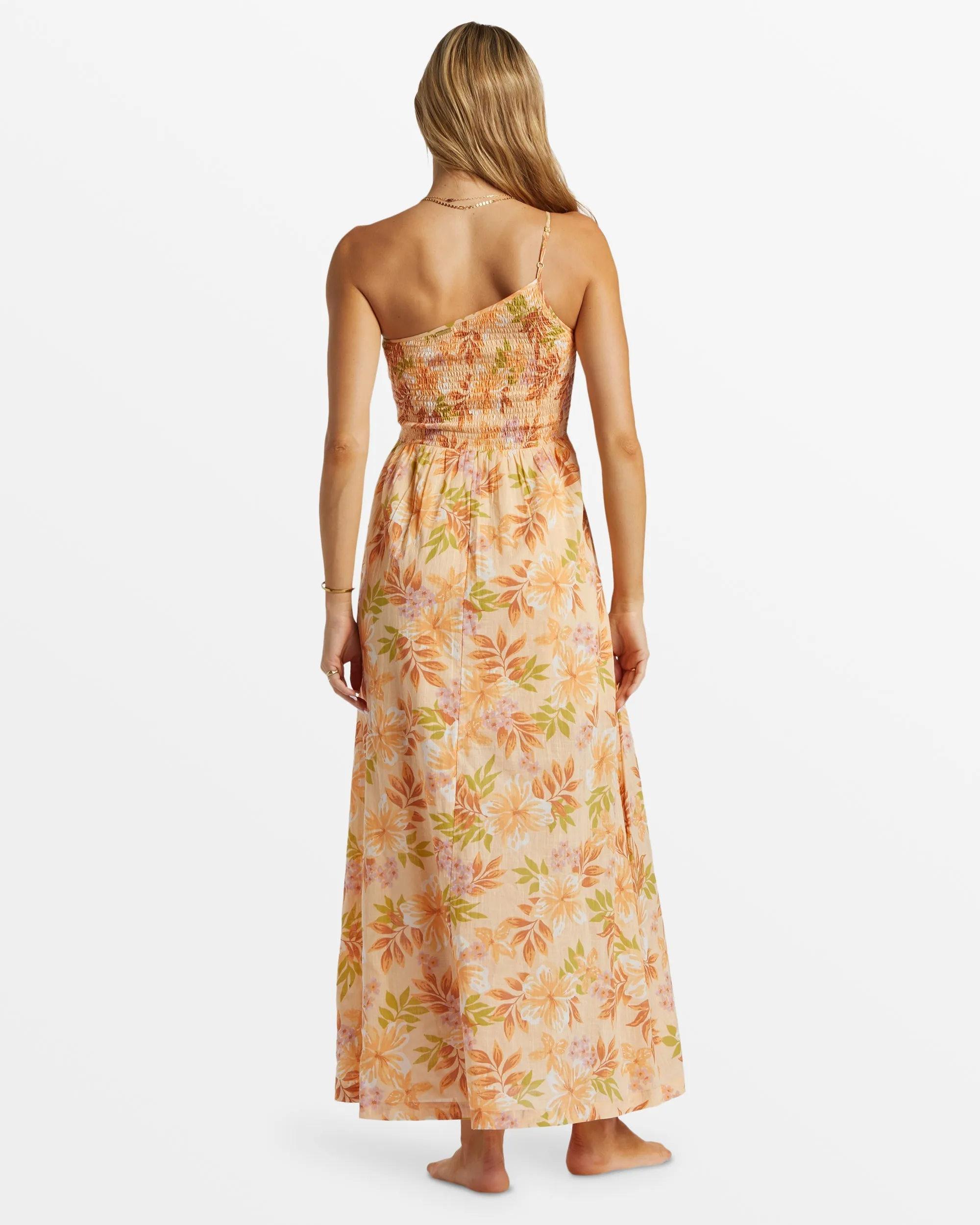 Warmer Days One Shoulder Maxi Dress - Peach Whip