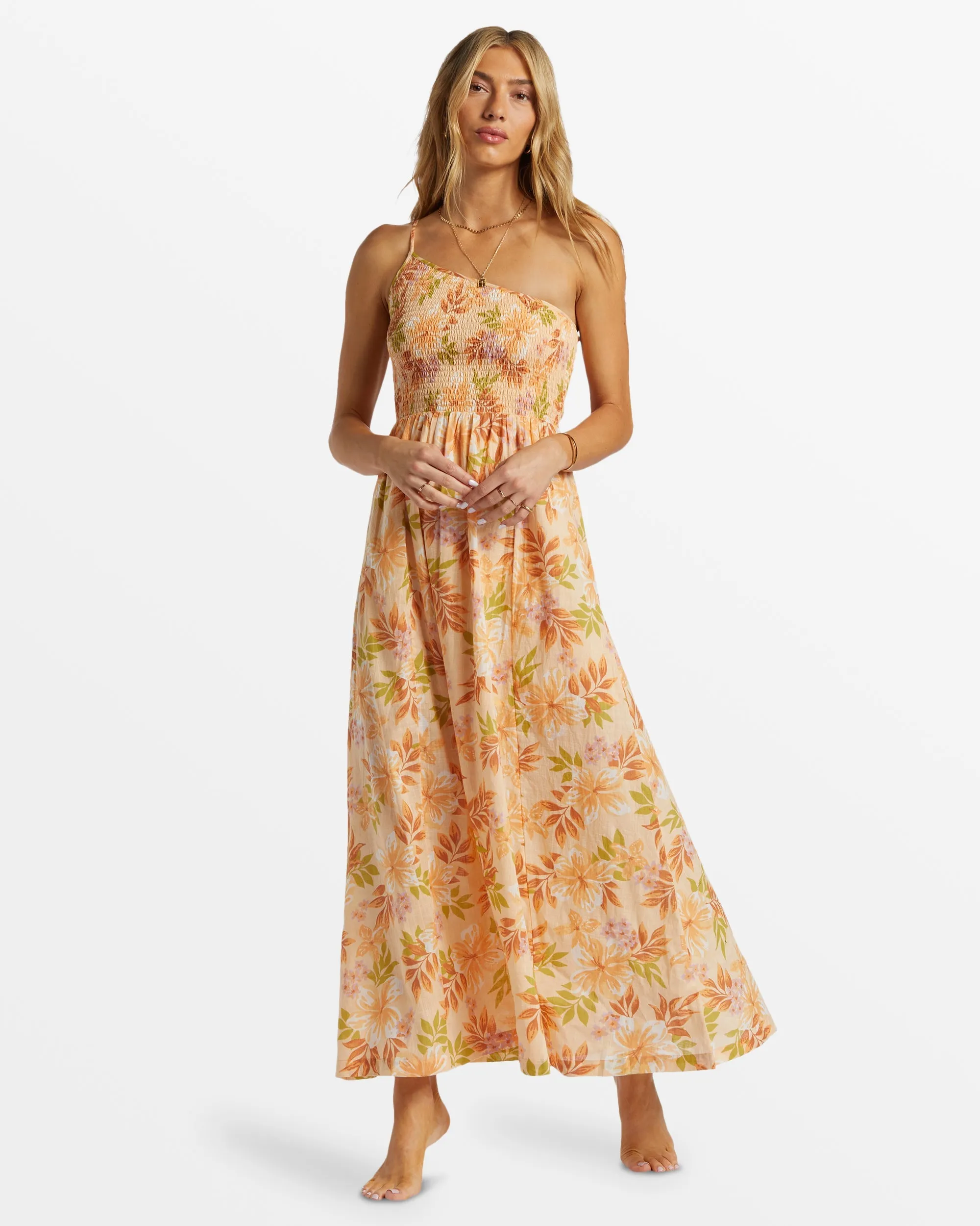 Warmer Days One Shoulder Maxi Dress - Peach Whip