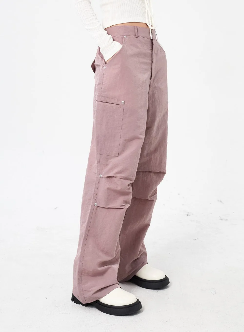 Wide Leg Nylon Pants Unisex CM315