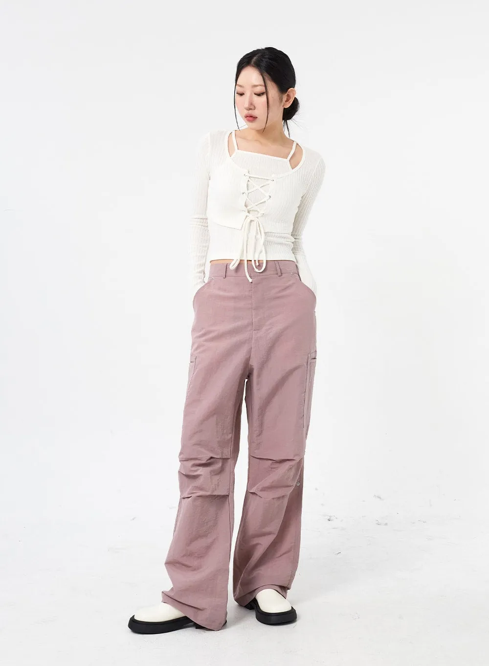 Wide Leg Nylon Pants Unisex CM315