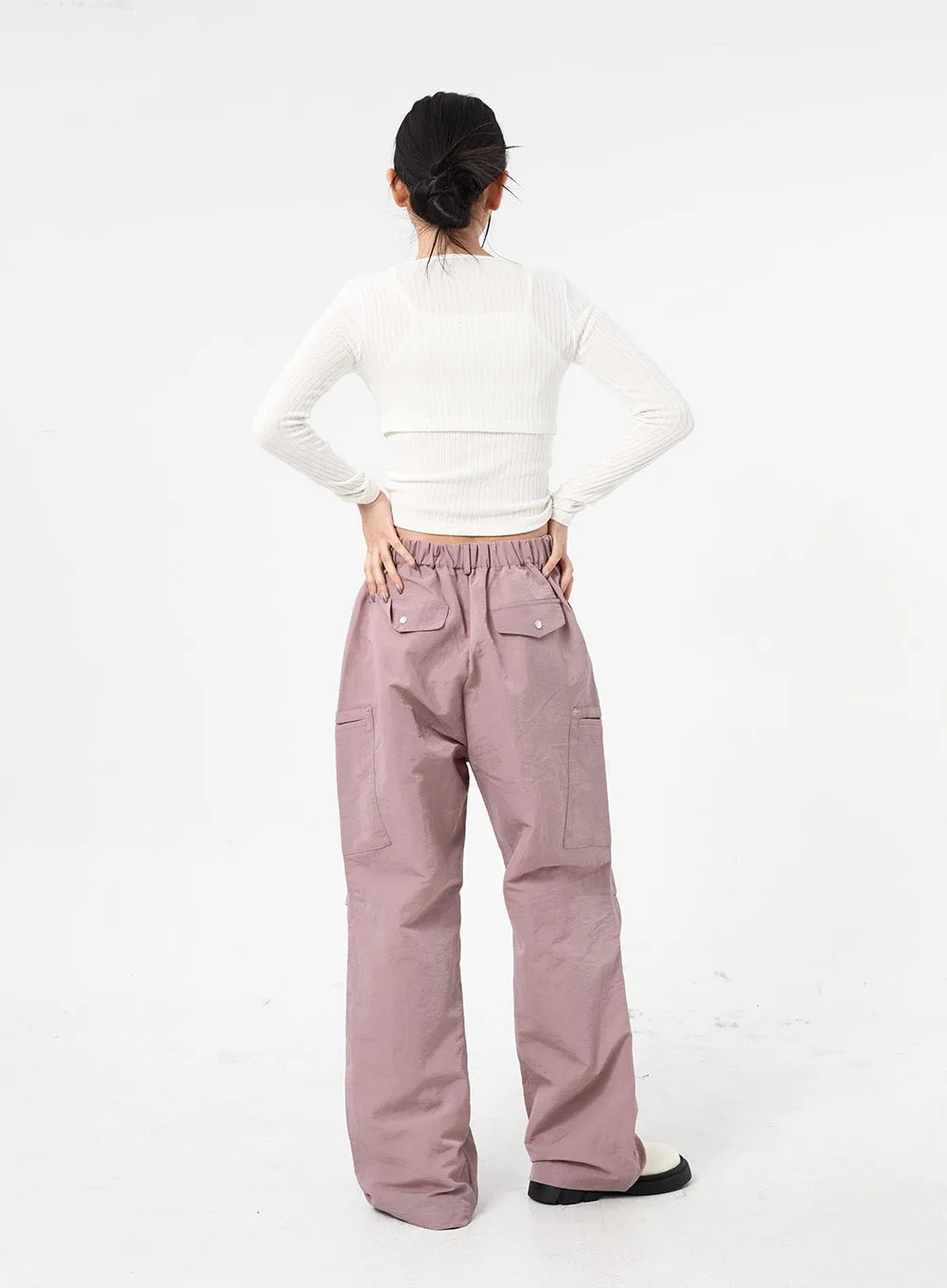 Wide Leg Nylon Pants Unisex CM315