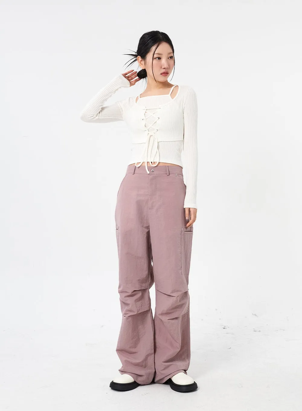 Wide Leg Nylon Pants Unisex CM315