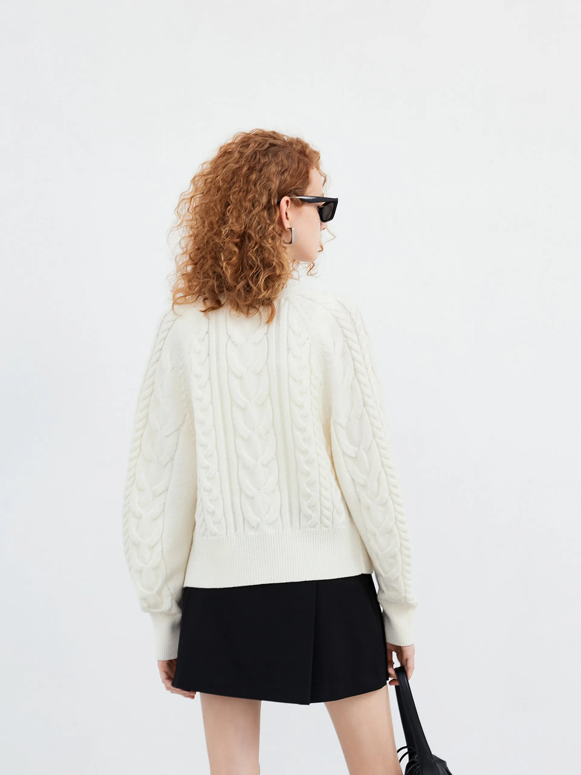 Wool Blend Cable Cardigan